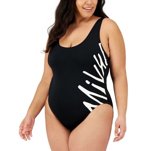 Nike Plus Size Logo Open-Back One-Piece Swimsuit Women's Swimsuit Size 2XL - Picture 1 of 3
